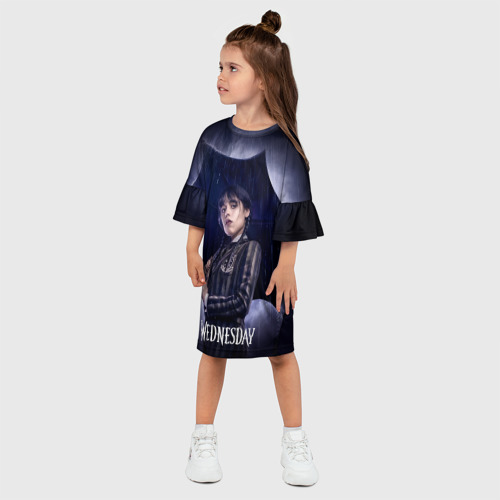 Детское платье 3D с принтом Poster Wednesday, фото на моделе #1