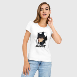 Женская футболка хлопок Slim Wednesday Black cat - фото 2
