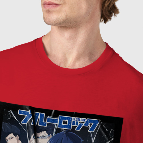 Мужская футболка хлопок Персонажи Синей тюрьмы Блю Лок, цвет красный - фото 6