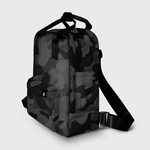 Женский рюкзак 3D с принтом Черный ночной камуфляж, фото на моделе #1