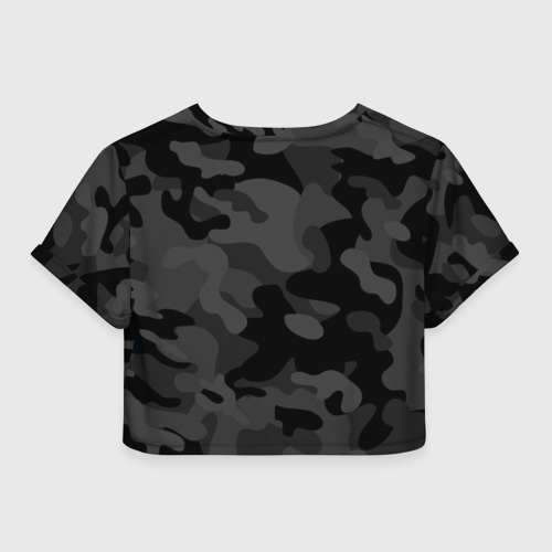 Женская футболка Crop-top 3D Черный ночной камуфляж, цвет 3D печать - фото 2
