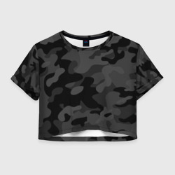 Женская футболка Crop-top 3D Черный ночной камуфляж