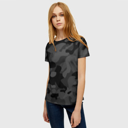 Женская футболка 3D Черный ночной камуфляж - фото 2