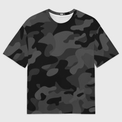 Мужская футболка oversize 3D Черный ночной камуфляж