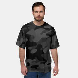 Мужская футболка oversize 3D Черный ночной камуфляж - фото 2