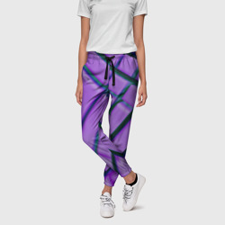 Фиолетовый фон и тёмные линии – Женские брюки 3D с принтом купить