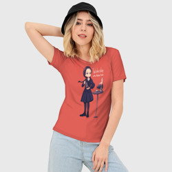 Женская футболка 3D Slim Уэнсдей Семейка Аддамс Арты - фото 2