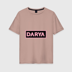 Женская футболка хлопок Oversize Дарья надпись в стиле Blackpink