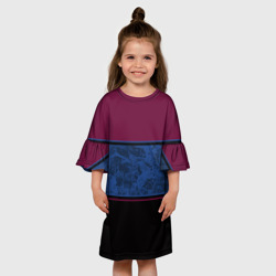 Детское платье 3D Бордовый, синий мраморный и черный полосы - фото 2