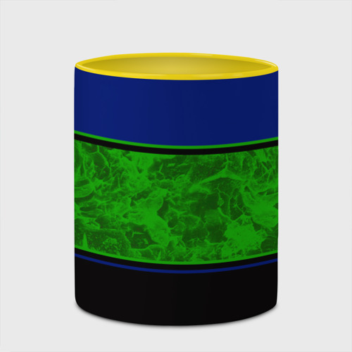 Кружка с полной запечаткой с принтом Синие неоновые зеленые мраморные и черные полосы, фото #4