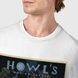 Футболка с принтом Howl`s castle poster для мужчины, вид на модели спереди №4. Цвет основы: белый
