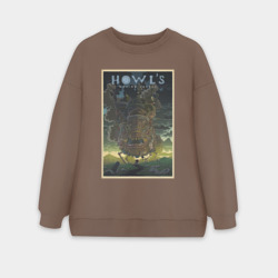 Женский свитшот oversize без начеса хлопок Howl`s castle poster