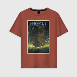 Женская футболка хлопок Oversize Howl`s castle poster