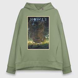 Женское худи Oversize хлопок Howl`s castle poster