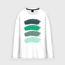 Женский лонгслив oversize хлопок Зеленые мазки кистью
