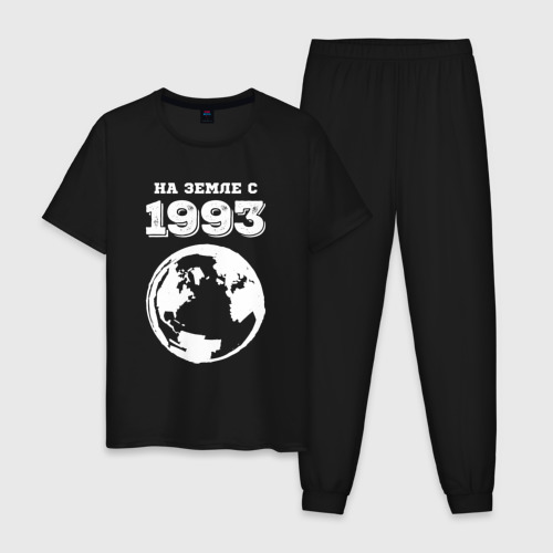 Мужская пижама хлопок На Земле с 1993 с краской на темном, цвет черный