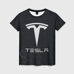 Женская футболка 3D Tesla логотип - матовое стекло