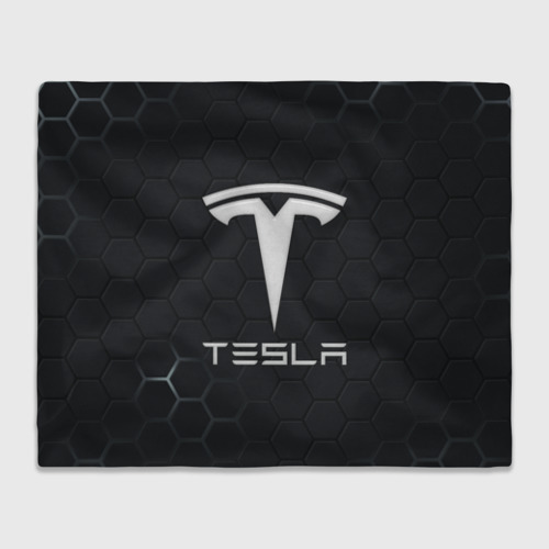 Плед с принтом Tesla логотип - матовое стекло, вид спереди №1