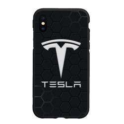 Чехол для iPhone XS Max матовый Tesla логотип - матовое стекло