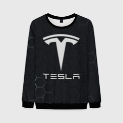 Мужской свитшот 3D Tesla логотип - матовое стекло