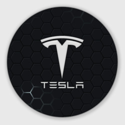 Круглый коврик для мышки Tesla логотип - матовое стекло