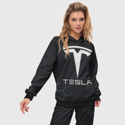 Женский костюм с толстовкой 3D Tesla логотип - матовое стекло - фото 2
