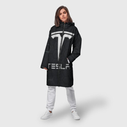 Женский дождевик 3D Tesla логотип - матовое стекло - фото 2