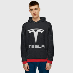 Мужская толстовка 3D Tesla логотип - матовое стекло - фото 2