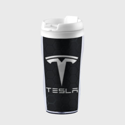 Термокружка-непроливайка Tesla логотип - матовое стекло