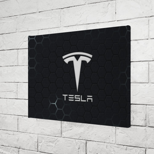 Холст прямоугольный Tesla логотип - матовое стекло, цвет 3D печать - фото 3
