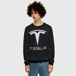 Мужской свитшот 3D Tesla логотип - матовое стекло - фото 2