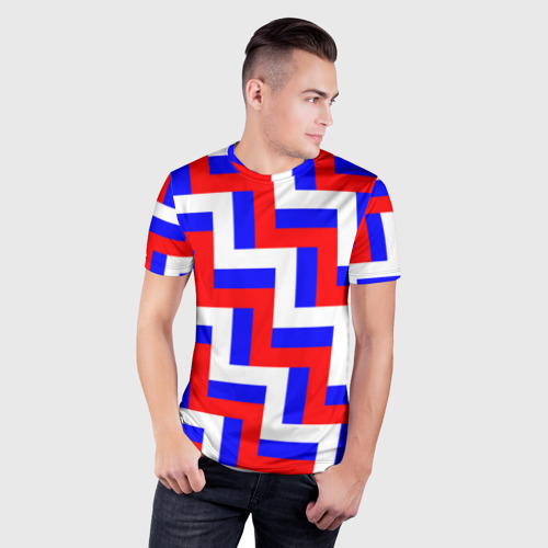 Мужская футболка 3D Slim Плетение триколор, цвет 3D печать - фото 3