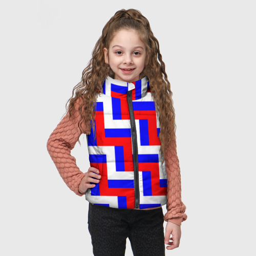 Детский жилет утепленный 3D с принтом Плетение триколор, фото на моделе #1