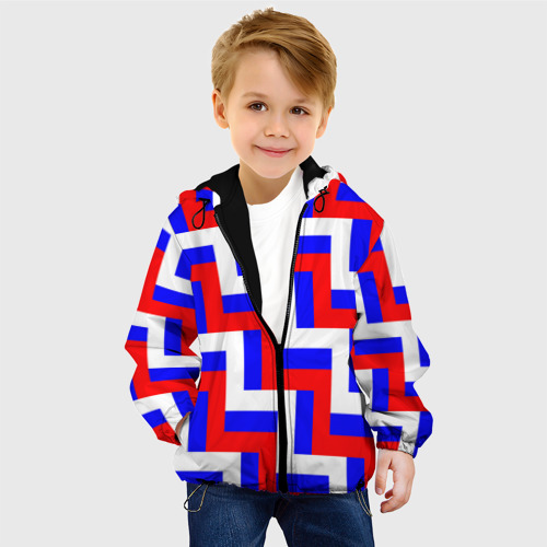 Детская куртка 3D с принтом Плетение триколор, фото на моделе #1