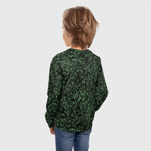 Детский лонгслив 3D Черный и зеленый камуфляжный, цвет 3D печать - фото 4