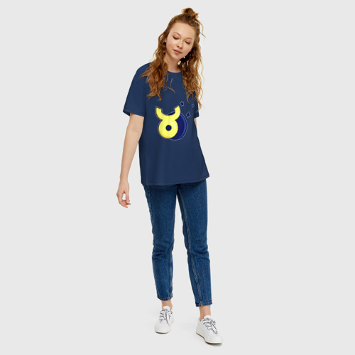 Женская футболка хлопок Oversize с принтом Знак Телец, вид сбоку #3