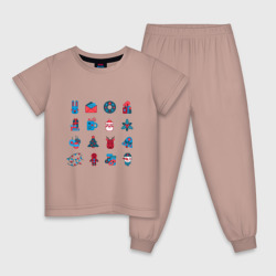 Детская пижама хлопок Новогодние символы минимализм