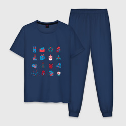 Мужская пижама хлопок Новогодние символы минимализм