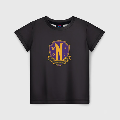 Детская футболка 3D с принтом Эмблема Невермор, вид спереди #2