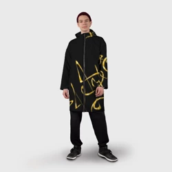 Дождевик унисекс 3D Золотая каллиграфия на черном фоне - фото 2