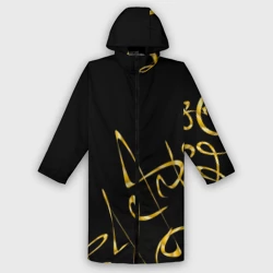Дождевик унисекс 3D Золотая каллиграфия на черном фоне