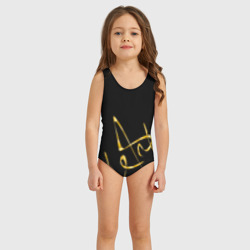 Детский купальник 3D Золотая каллиграфия на черном фоне