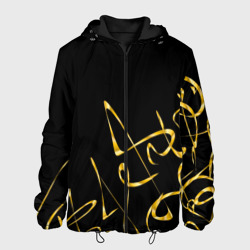 Мужская куртка 3D Золотая каллиграфия на черном фоне