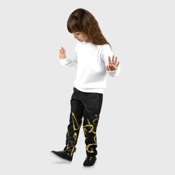 Детские брюки 3D Золотая каллиграфия на черном фоне - фото 2