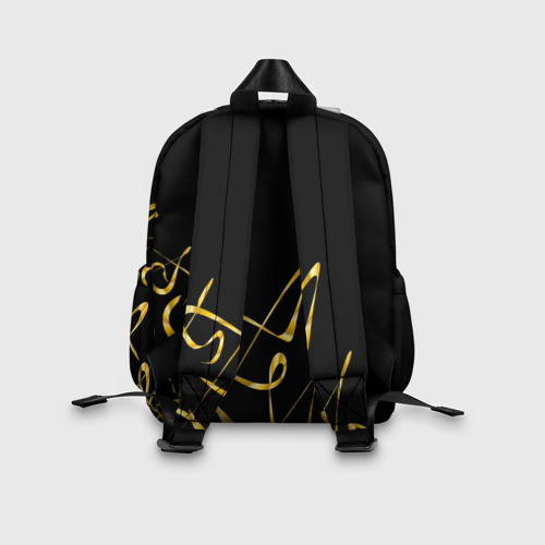 Детский рюкзак 3D с принтом Золотая каллиграфия на черном фоне, вид сзади #2