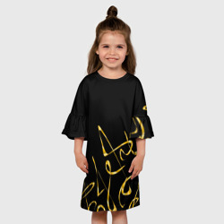 Детское платье 3D Золотая каллиграфия на черном фоне - фото 2