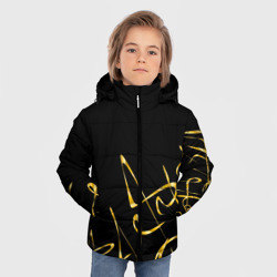 Зимняя куртка для мальчиков 3D Золотая каллиграфия на черном фоне - фото 2