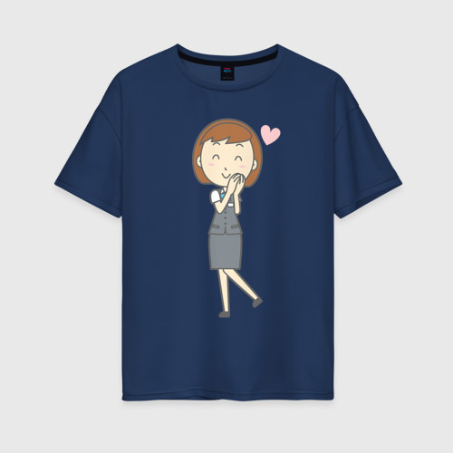 Женская футболка хлопок Oversize с принтом Офисная леди влюблена, вид спереди #2