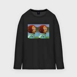 Мужской лонгслив oversize хлопок Мем с обезьяной