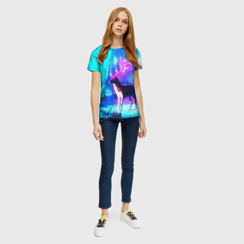 Женская футболка 3D с принтом Благородный олень, вид сбоку #3